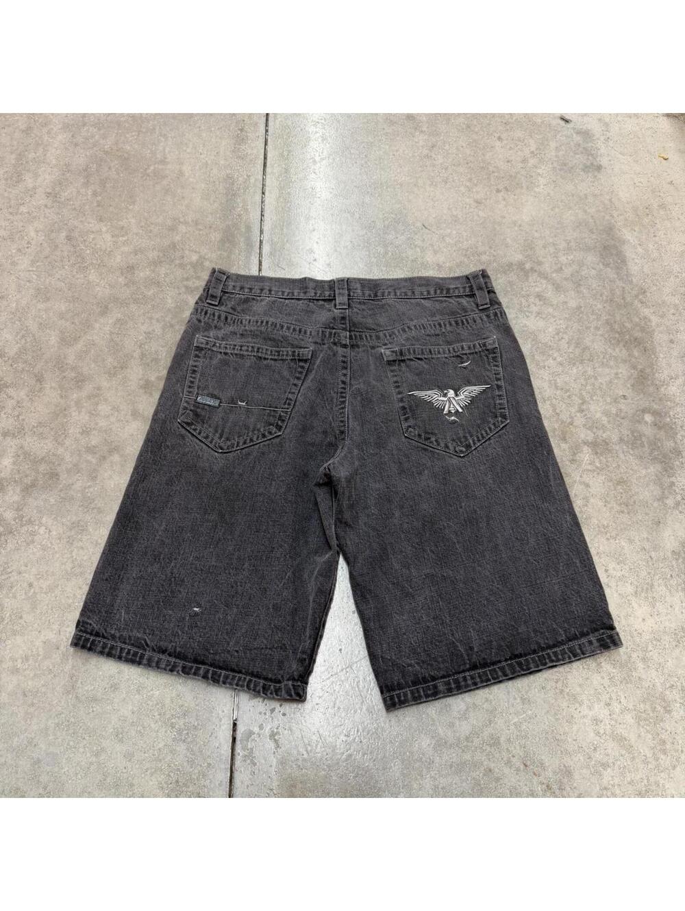 vintage avirex faded black relaxed baggy fit jean shorts jorts size 38